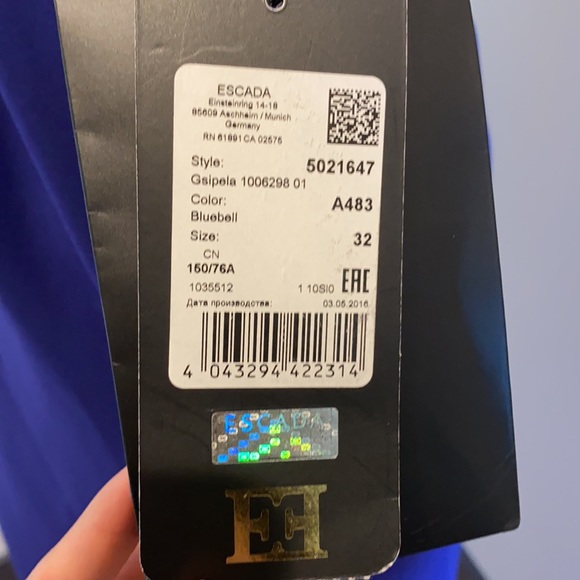 Escada Maxi Cocktail dress NWT SZ 32 Royal Blue - Picture 4 of 7